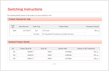 Switching Instruction Reference Screen (When Itemized buy-sell instructions have been submitted)