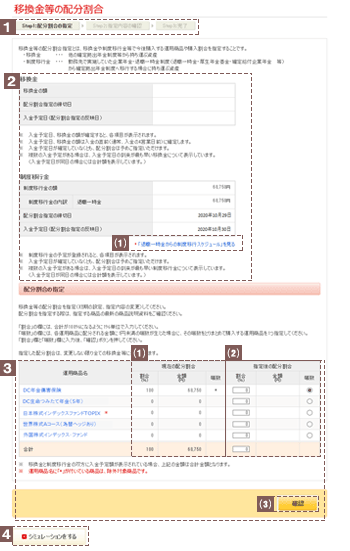 制度移行金の配分割合 STEP1：配分割合の指定