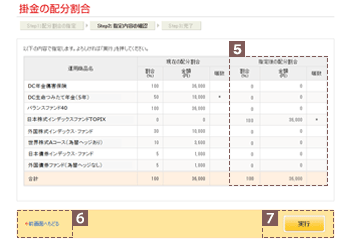 掛金の配分割合 STEP2：指定内容の確認